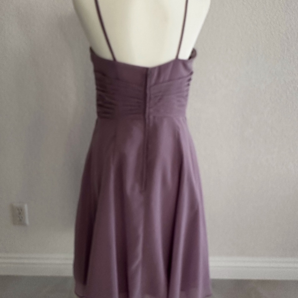 Alfred Angelo Purple Pleated Thin Straps Dress - Picture 4 of 5